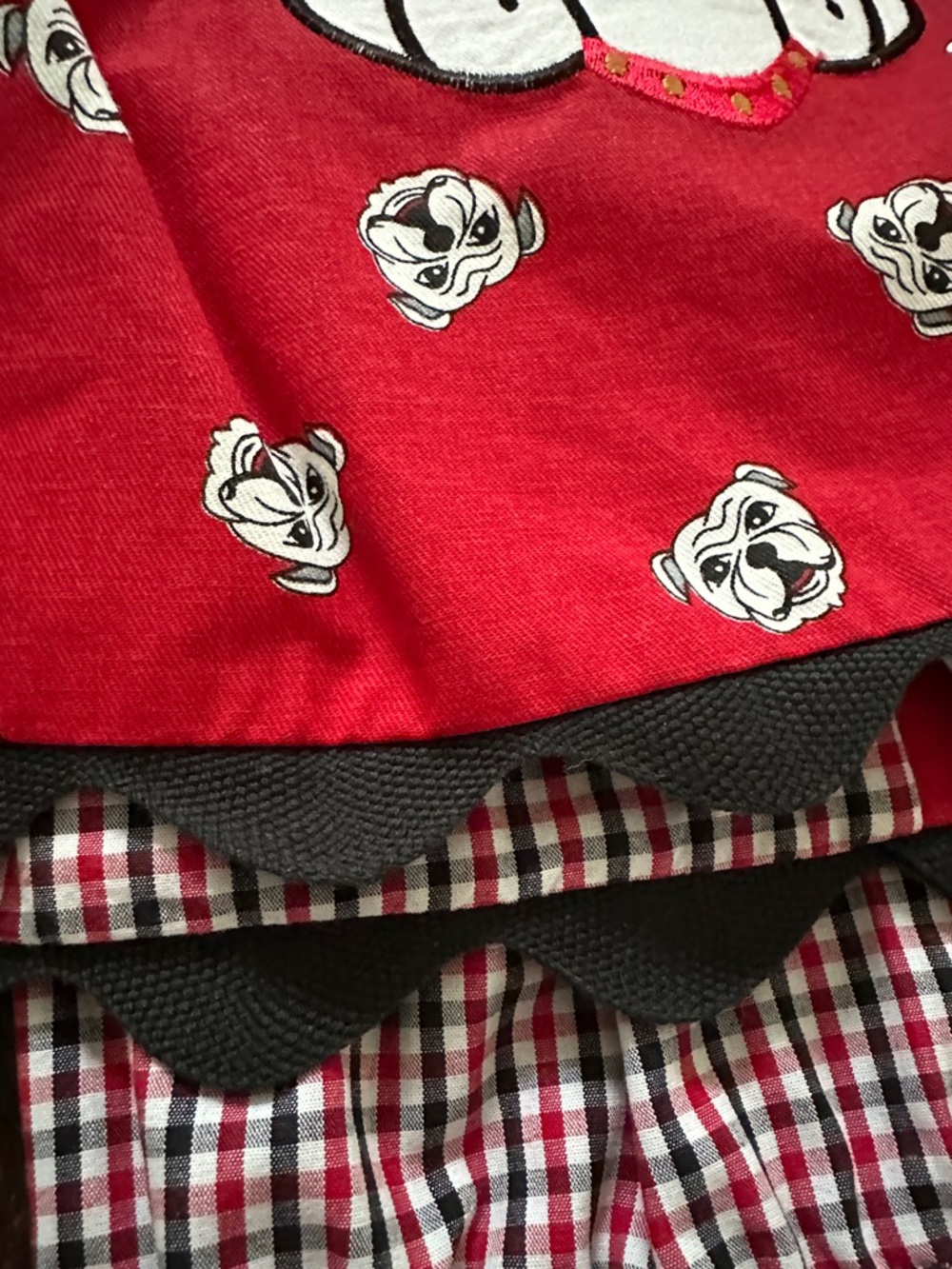 Red Bulldog Print Girls' Dress and Bloomer Set - Picture 2 of 5
